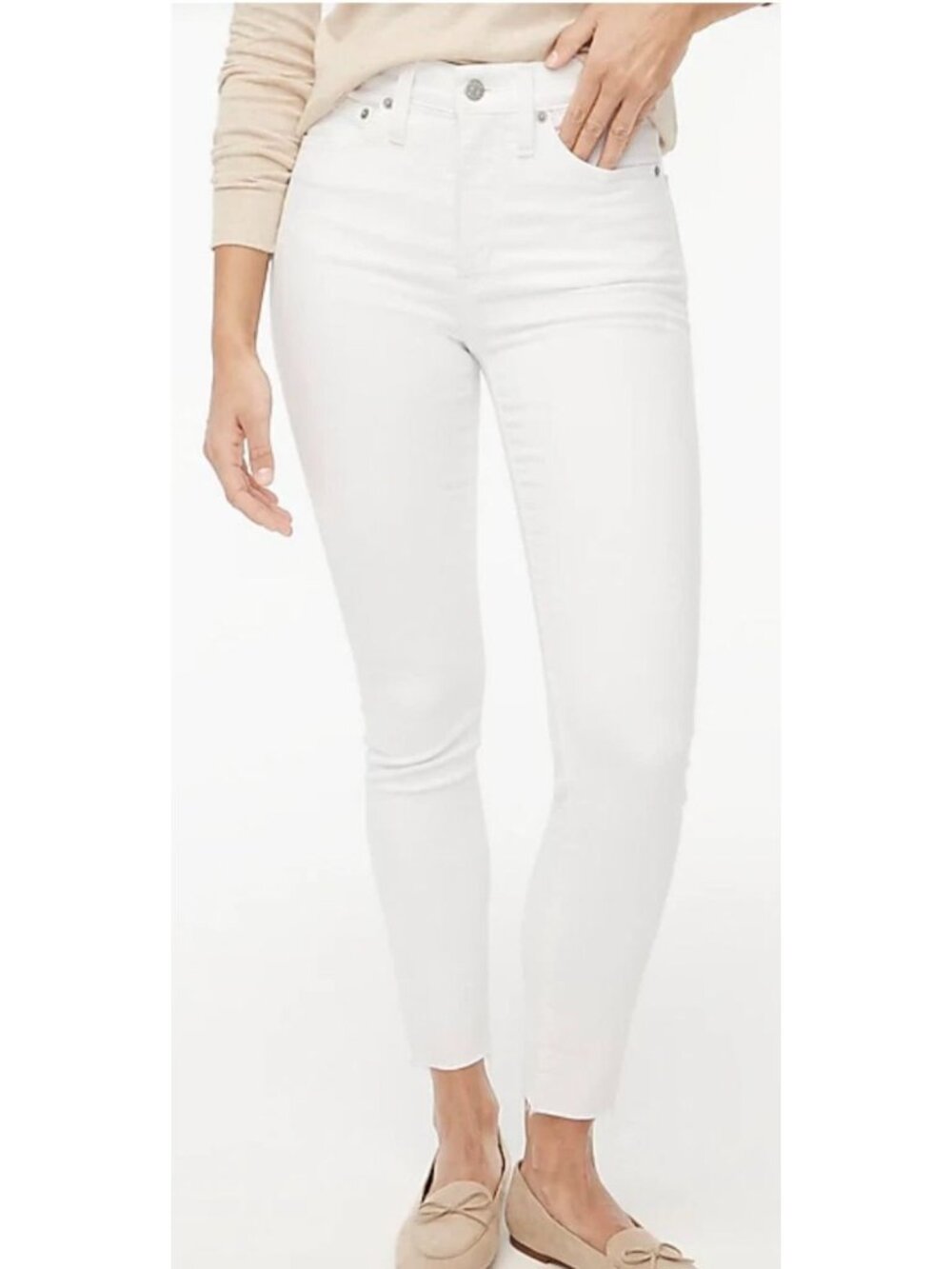 J. Crew 10" High-Rise Skinny Jeans in White – Size 24